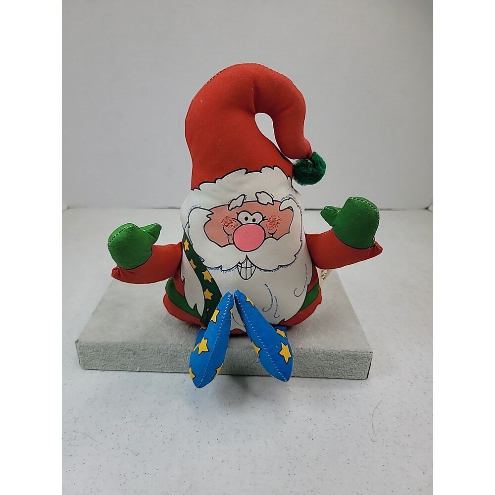 Vintage 1989  Santa Claus Christmas Plush Figurine Stuffed Shelf Sitter 10"